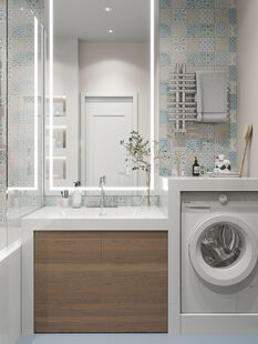 Фото № 2: Дизайн-проект двухкомнатной квартиры 75.9  м² стиль Модернизм для ЖК Дом у воды