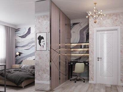 Фото № 4: Дизайн-проект трехкомнатной квартиры 76.7  м² Стиль Эклектика для ЖК Московский