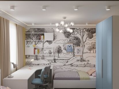 Фото № 3: Дизайн-проект трехкомнатной квартиры 76.7  м² Стиль Эклектика для ЖК Московский