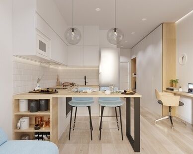 Фото № 1: Дизайн-проект квартиры-студии 30.7  м² Скандинавский стиль для ЖК Новокосино - 2