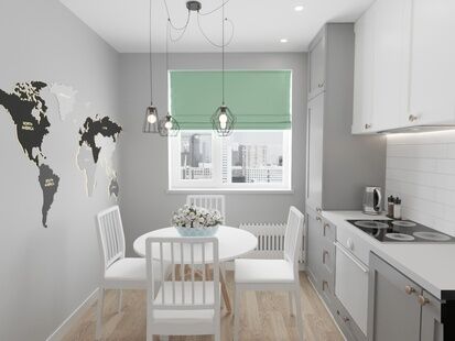 Фото № 2: Дизайн-проект двухкомнатной квартиры 53.51  м² Скандинавский стиль для ЖК Московский