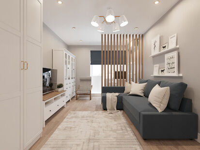 Фото № 6: Дизайн-проект двухкомнатной квартиры 53.51  м² Скандинавский стиль для ЖК Московский