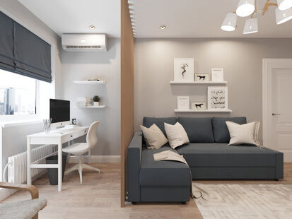 Фото № 5: Дизайн-проект двухкомнатной квартиры 53.51  м² Скандинавский стиль для ЖК Московский