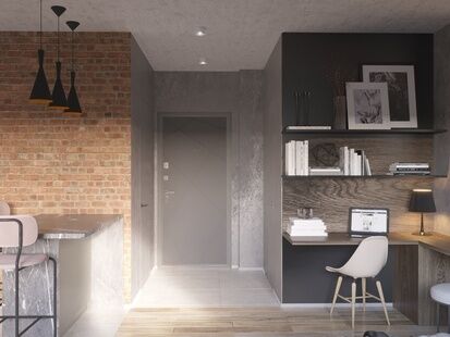 Фото № 2: Дизайн-проект квартиры-студии 30.91  м² Стиль Лофт для ЖК Город