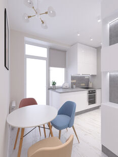 Фото № 2: Дизайн-проект однокомнатной квартиры 45.6  м² Стиль Контемпорари для ЖК Московский