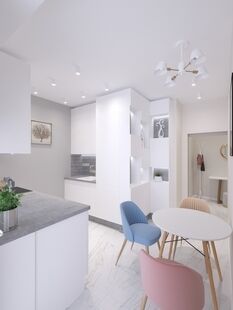 Фото № 5: Дизайн-проект однокомнатной квартиры 45.6  м² Стиль Контемпорари для ЖК Московский