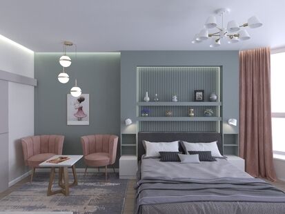 Фото № 1: Дизайн-проект однокомнатной квартиры 45.6  м² Стиль Контемпорари для ЖК Московский