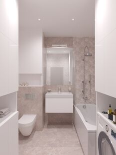 Фото № 4: Дизайн-проект однокомнатной квартиры 45.6  м² Стиль Контемпорари для ЖК Московский