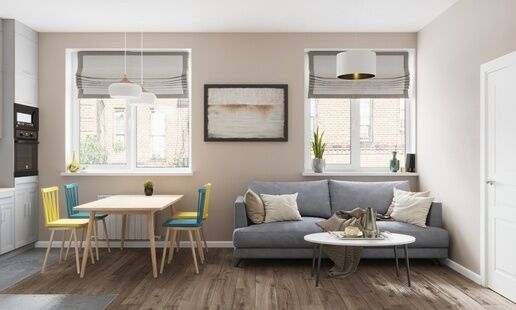 Фото № 1: Дизайн-проект трехкомнатной квартиры 58.58  м² Современный стиль для ЖК Альфа-Центавра