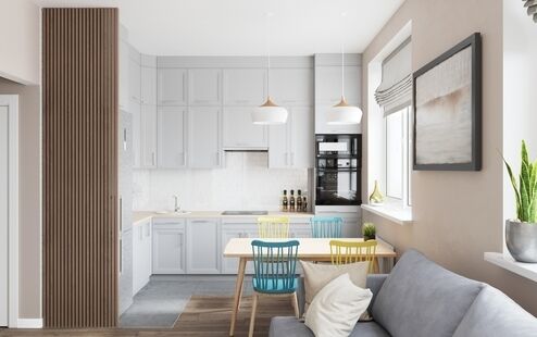 Фото № 6: Дизайн-проект трехкомнатной квартиры 58.58  м² Современный стиль для ЖК Альфа-Центавра