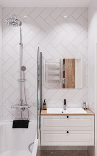 Фото № 5: Дизайн-проект трехкомнатной квартиры 58.58  м² Современный стиль для ЖК Альфа-Центавра