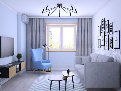 Фото № 4: Дизайн-проект двухкомнатной квартиры 54.3  м² Скандинавский стиль для ЖК Московский