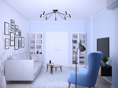 Фото № 2: Дизайн-проект двухкомнатной квартиры 54.3  м² Скандинавский стиль для ЖК Московский