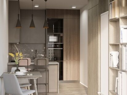 Фото № 2: Дизайн-проект двухкомнатной квартиры 56.02  м² Стиль Минимализм для ЖК Москвичка