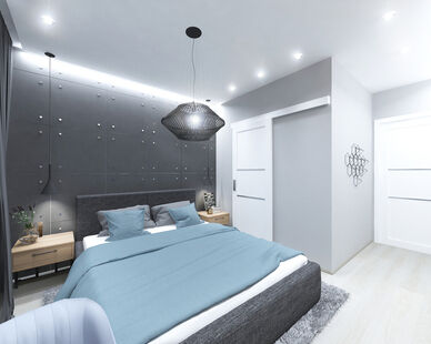 Фото № 3: Дизайн-проект двухкомнатной квартиры 53.2  м² Стиль Модернизм для ЖК Государев Дом