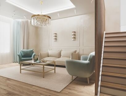 Фото № 2: Дизайн-проект четырехкомнатной квартиры 122.29  м² Стиль Эклектика для частного дома