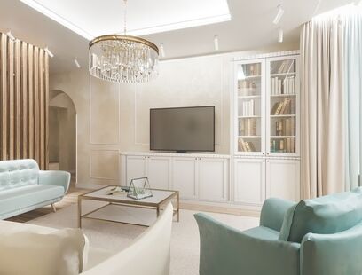 Фото № 4: Дизайн-проект четырехкомнатной квартиры 122.29  м² Стиль Эклектика для частного дома