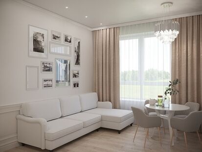 Фото № 5: Дизайн-проект трехкомнатной квартиры 63.59  м² Стиль Современная классика для ЖК Грин Парк