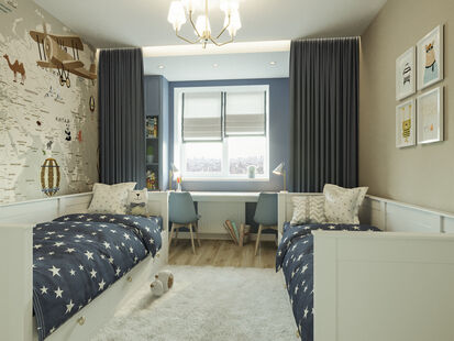 Фото № 4: Дизайн-проект трехкомнатной квартиры 70.59  м² Стиль Современная классика для ЖК Московский