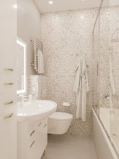 Фото № 3: Дизайн-проект трехкомнатной квартиры 70.59  м² Стиль Современная классика для ЖК Московский