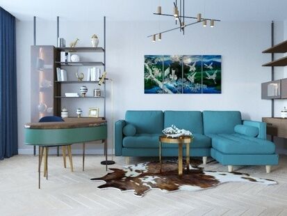 Фото № 4: Дизайн-проект двухкомнатной квартиры 70.53  м² Стиль Контемпорари для ЖК Московский