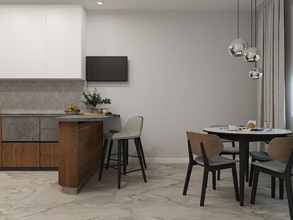 Фото № 2: Дизайн-проект двухкомнатной квартиры 70.53  м² Стиль Контемпорари для ЖК Московский