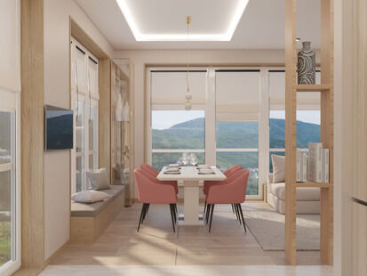 Фото № 1: Дизайн-проект двухкомнатной квартиры 54.31  м² Стиль Контемпорари для этажа частного дома