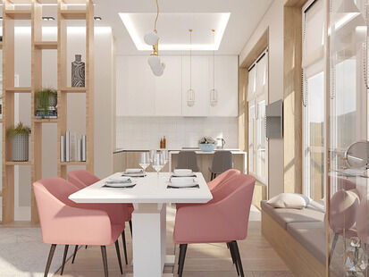 Фото № 5: Дизайн-проект двухкомнатной квартиры 54.31  м² Стиль Контемпорари для этажа частного дома