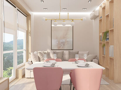 Фото № 3: Дизайн-проект двухкомнатной квартиры 54.31  м² Стиль Контемпорари для этажа частного дома