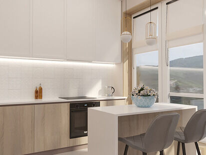 Фото № 2: Дизайн-проект двухкомнатной квартиры 54.31  м² Стиль Контемпорари для этажа частного дома