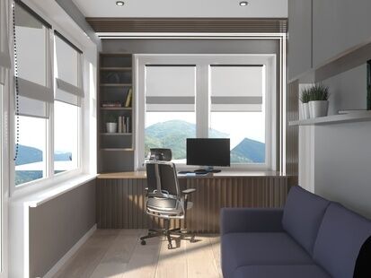 Фото № 6: Дизайн-проект двухкомнатной квартиры 54.31  м² Стиль Контемпорари для этажа частного дома