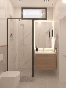 Фото № 4: Дизайн-проект двухкомнатной квартиры 54.31  м² Стиль Контемпорари для этажа частного дома