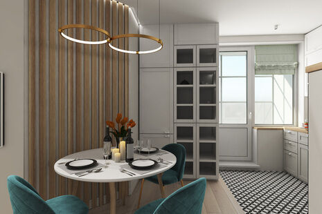 Фото № 4: Дизайн-проект двухкомнатной квартиры 53.6  м² Скандинавский стиль для ЖК Новокосино - 2