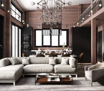 Фото № 1: Дизайн-проект однокомнатной квартиры 66.49  м² стиль Модернизм для этажа частного дома