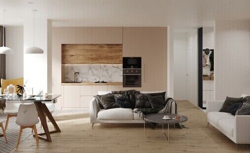 Фото № 1: Дизайн-проект двухкомнатной квартиры 58.3  м² Скандинавский стиль для гбу жилищник