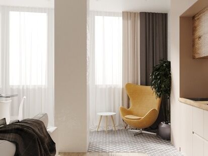 Фото № 6: Дизайн-проект двухкомнатной квартиры 58.3  м² Скандинавский стиль для гбу жилищник