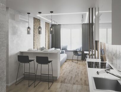 Фото № 4: Дизайн-проект двухкомнатной квартиры 38.62  м² Современный стиль для ЖК Аннино Парк