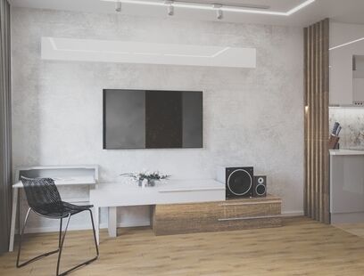 Фото № 2: Дизайн-проект двухкомнатной квартиры 38.62  м² Современный стиль для ЖК Аннино Парк