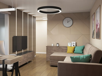 Фото № 5: Дизайн-проект однокомнатной квартиры 35.97  м² стиль Модернизм для ЖК Московский