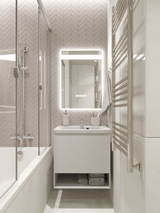 Фото № 2: Дизайн-проект однокомнатной квартиры 35.97  м² стиль Модернизм для ЖК Московский