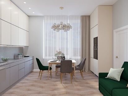 Фото № 3: Дизайн-проект трехкомнатной квартиры 70.0  м² Современный стиль для ЖК Символ