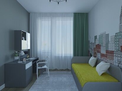 Фото № 6: Дизайн-проект трехкомнатной квартиры 70.0  м² Современный стиль для ЖК Символ