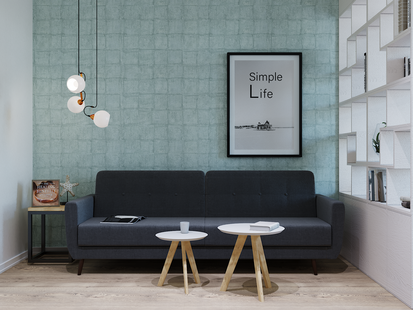 Фото № 1: Дизайн-проект однокомнатной квартиры 47.1  м² Современный стиль для ЖК Московский