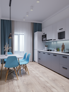 Фото № 6: Дизайн-проект однокомнатной квартиры 47.1  м² Современный стиль для ЖК Московский