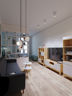 Фото № 5: Дизайн-проект однокомнатной квартиры 47.1  м² Современный стиль для ЖК Московский