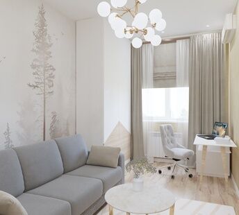 Фото № 1: Дизайн-проект зала 19.0  м² стиль Модернизм для ЖК Московский