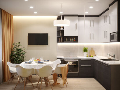 Фото № 5: Дизайн-проект двухкомнатной квартиры 75.4  м² Стиль Модернизм для тсж ясенки