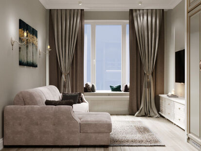 Фото № 1: Дизайн-проект квартиры-студии 30.27  м² Стиль Американская классика для ЖК Хэдлайнер