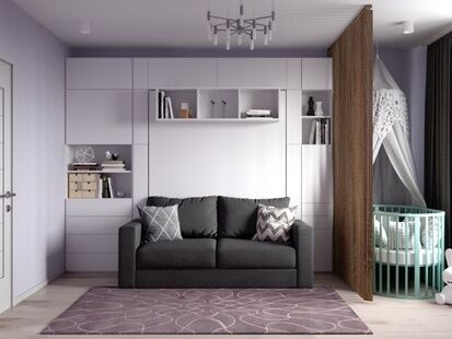 Фото № 3: Дизайн-проект однокомнатной квартиры 35.83  м² Стиль Контемпорари для ЖК Мир Митино