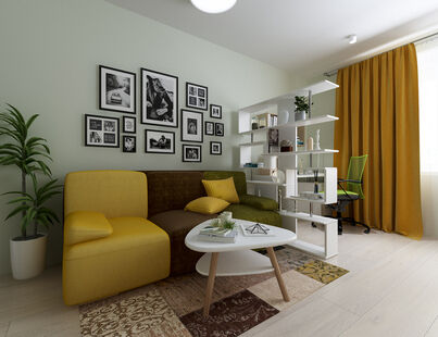 Фото № 2: Дизайн-проект однокомнатной квартиры 34.54  м² Стиль Современный для ЖК Московский